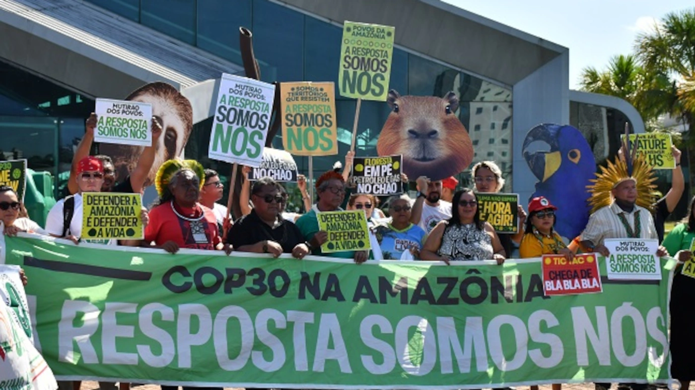 Protest at COP30 in Belém